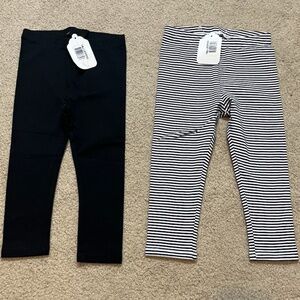 2 NEW 2T Cat & Jack leggings, black and black & white striped